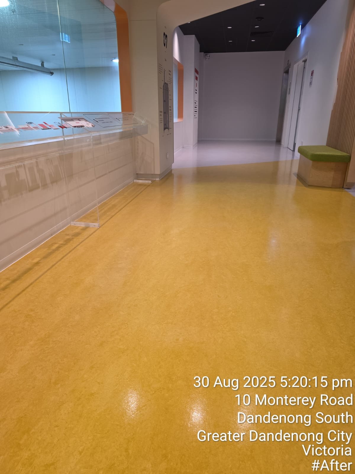 Commercial vinyl floor after strip and seal
